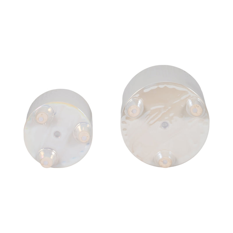 S/2 6/8" Iridescent Line Footed Planters, Ivory - Al Rugaib Furniture