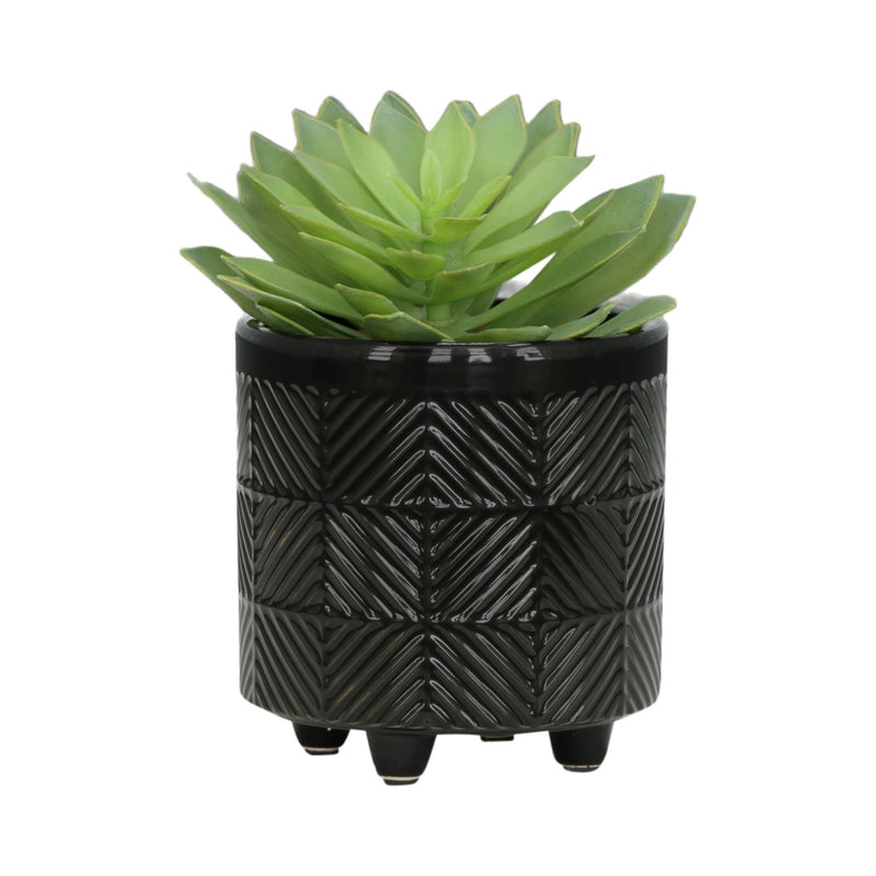 S/2 6/8" TEXTURED PLANTERS, SHINY BLACK - Al Rugaib Furniture