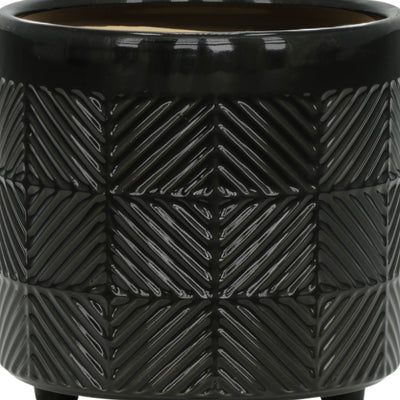 S/2 6/8" TEXTURED PLANTERS, SHINY BLACK - Al Rugaib Furniture