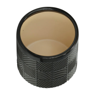 S/2 6/8" TEXTURED PLANTERS, SHINY BLACK - Al Rugaib Furniture