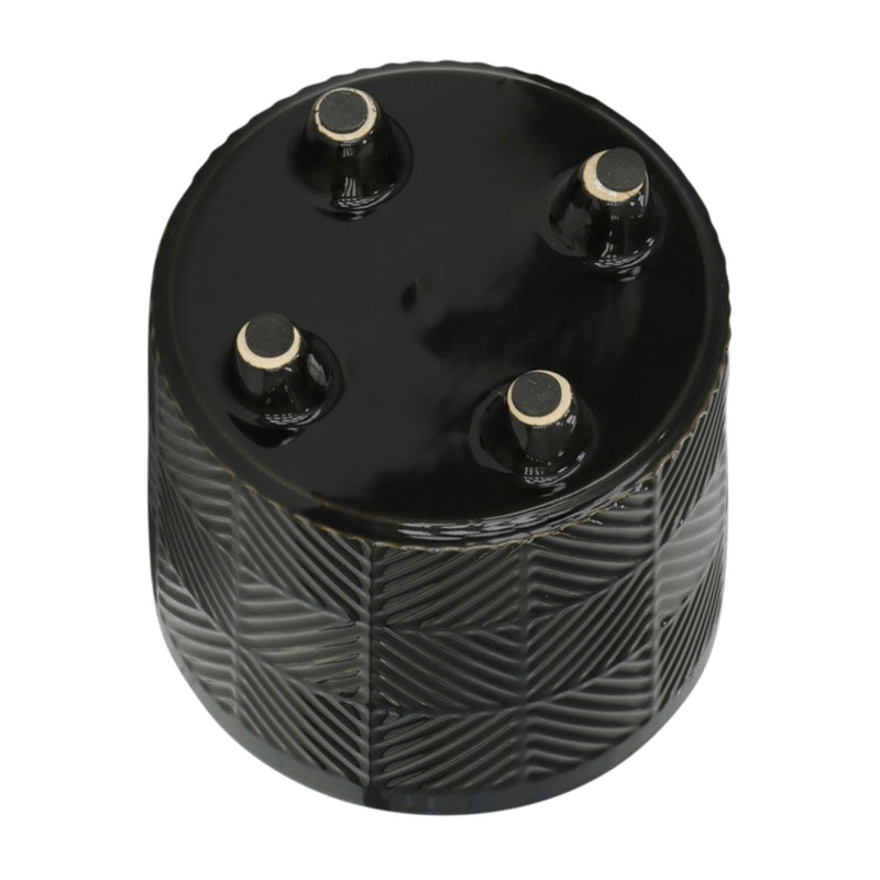 S/2 6/8" TEXTURED PLANTERS, SHINY BLACK - Al Rugaib Furniture