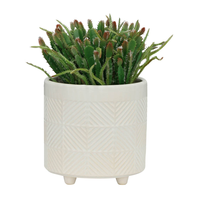 S/2 6/8" TEXTURED PLANTERS, SHINY WHITE - Al Rugaib Furniture