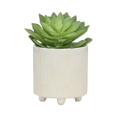 S/2 6/8" TEXTURED PLANTERS, SHINY WHITE - Al Rugaib Furniture