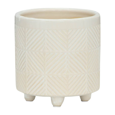 S/2 6/8" TEXTURED PLANTERS, SHINY WHITE - Al Rugaib Furniture