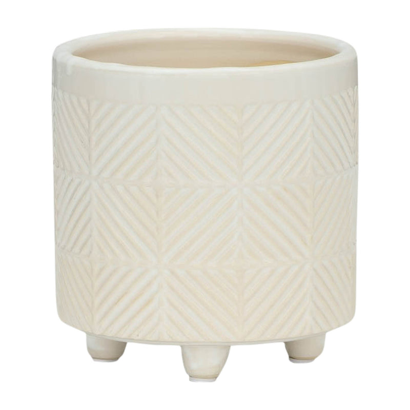 S/2 6/8" TEXTURED PLANTERS, SHINY WHITE - Al Rugaib Furniture