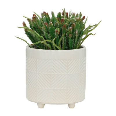 S/2 6/8" TEXTURED PLANTERS, SHINY WHITE - Al Rugaib Furniture