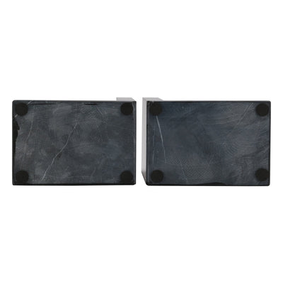 S/2 6"celeste Orb Metal And Marble Bookends - Al Rugaib Furniture