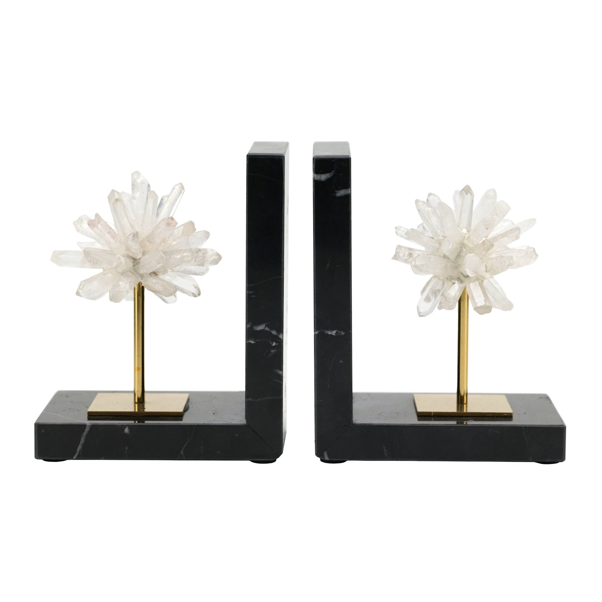 S/2 6"celeste Orb Metal And Marble Bookends Table Decors| Sagebrook Home