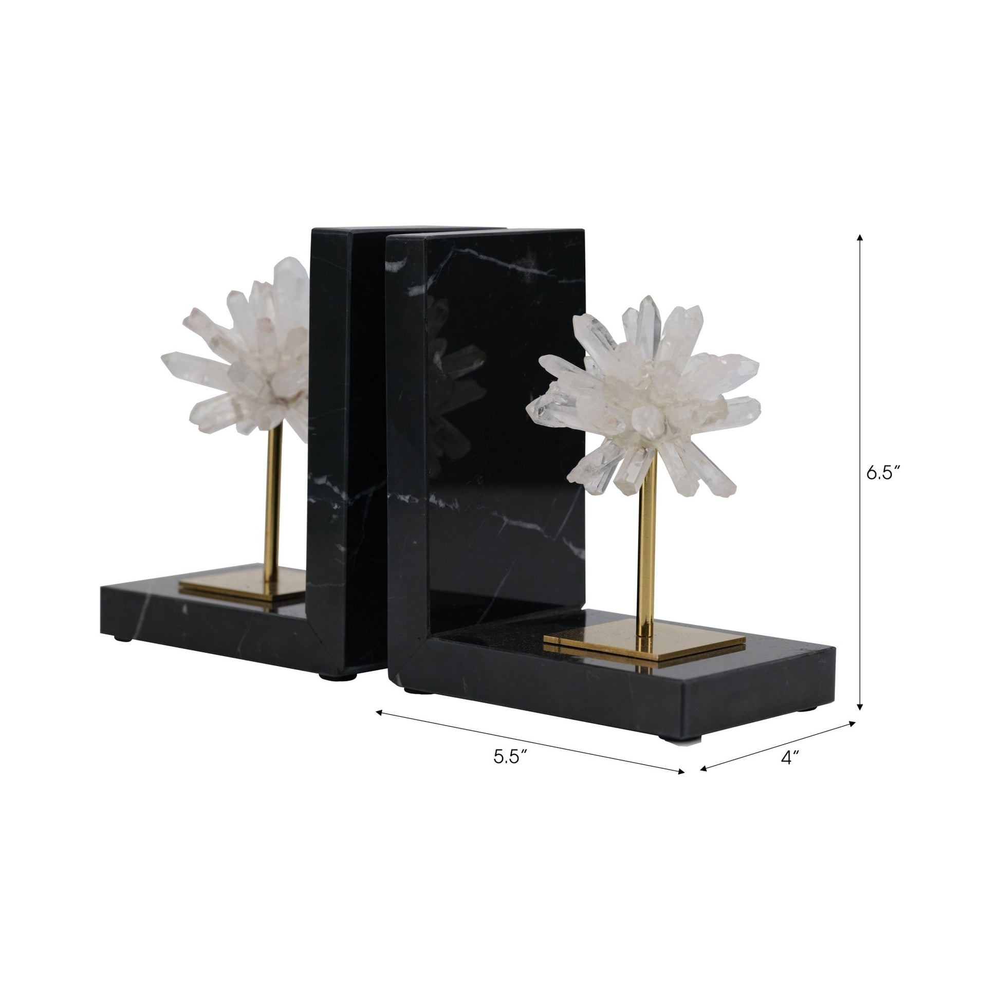 S/2 6"celeste Orb Metal And Marble Bookends Table Decors| Sagebrook Home
