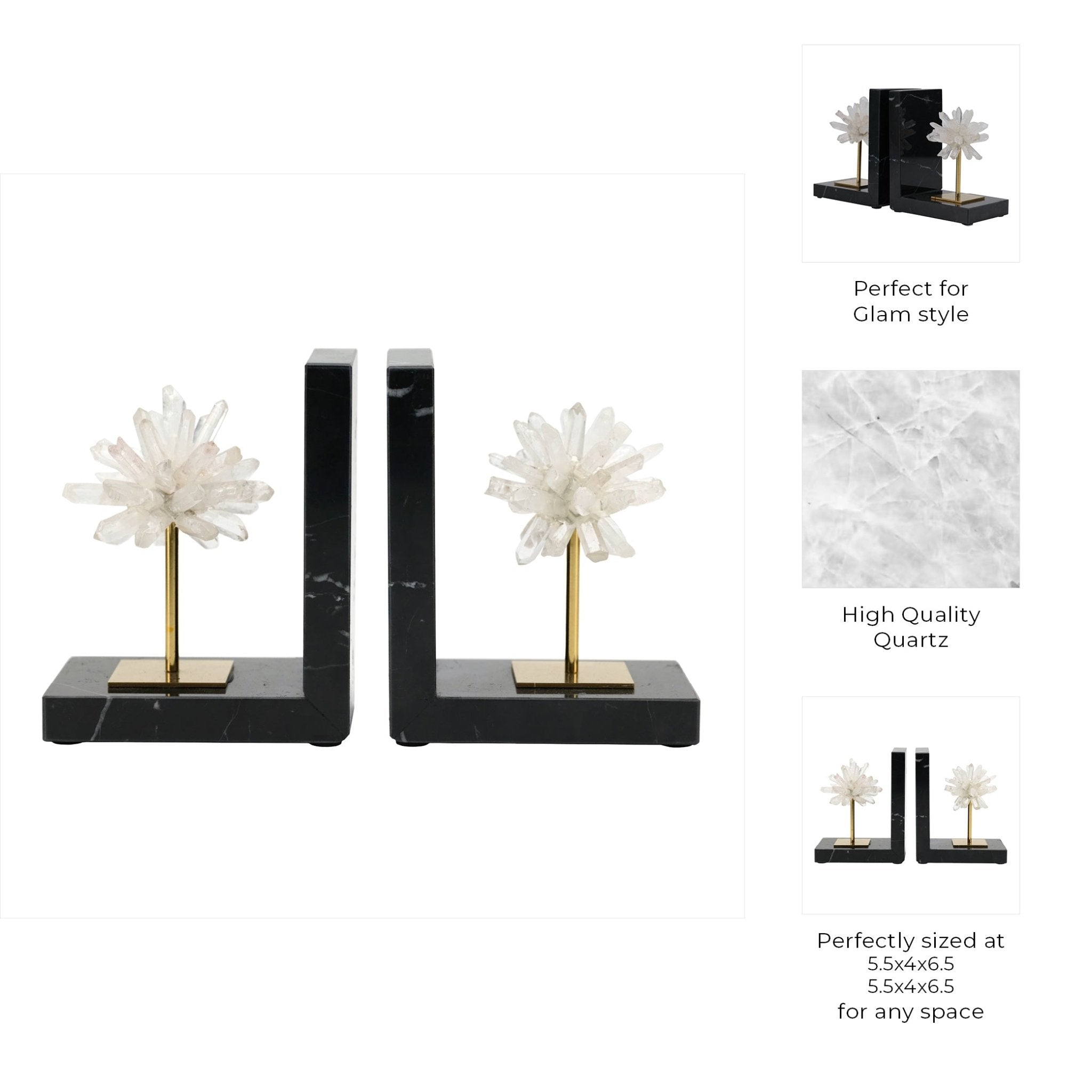 S/2 6"celeste Orb Metal And Marble Bookends Table Decors| Sagebrook Home