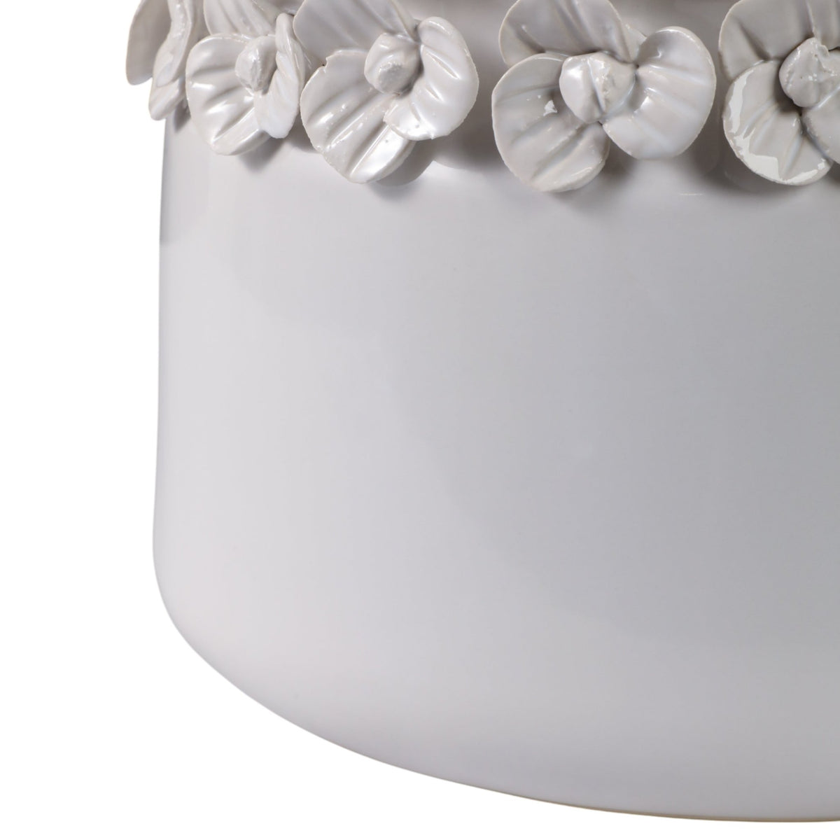 S/2 7/10" FLORAL APPLIQUE PLANTER, WHITE Planter| Sagebrook Home