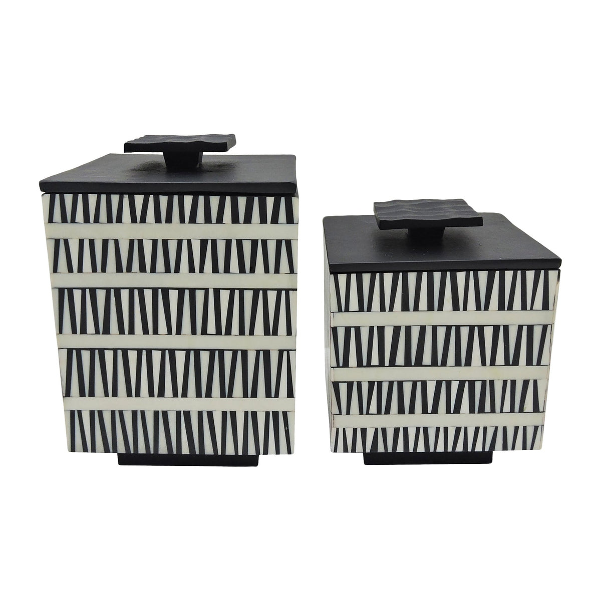 S/2 7/10" Gobiel Black & White Resin Boxes Table Decors| Sagebrook Home