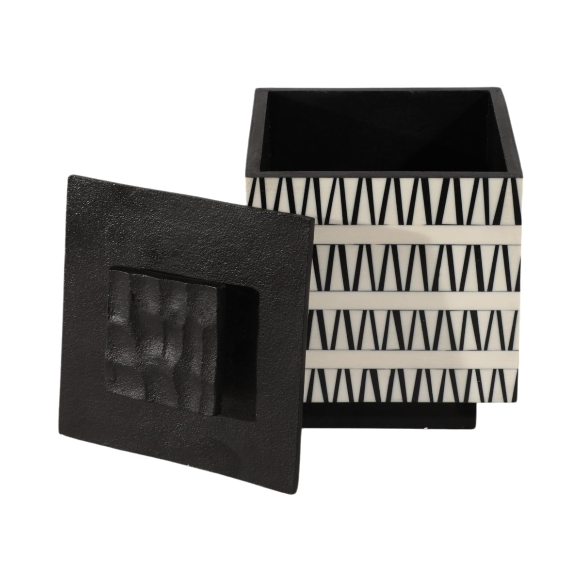 S/2 7/10" Gobiel Black & White Resin Boxes Table Decors| Sagebrook Home