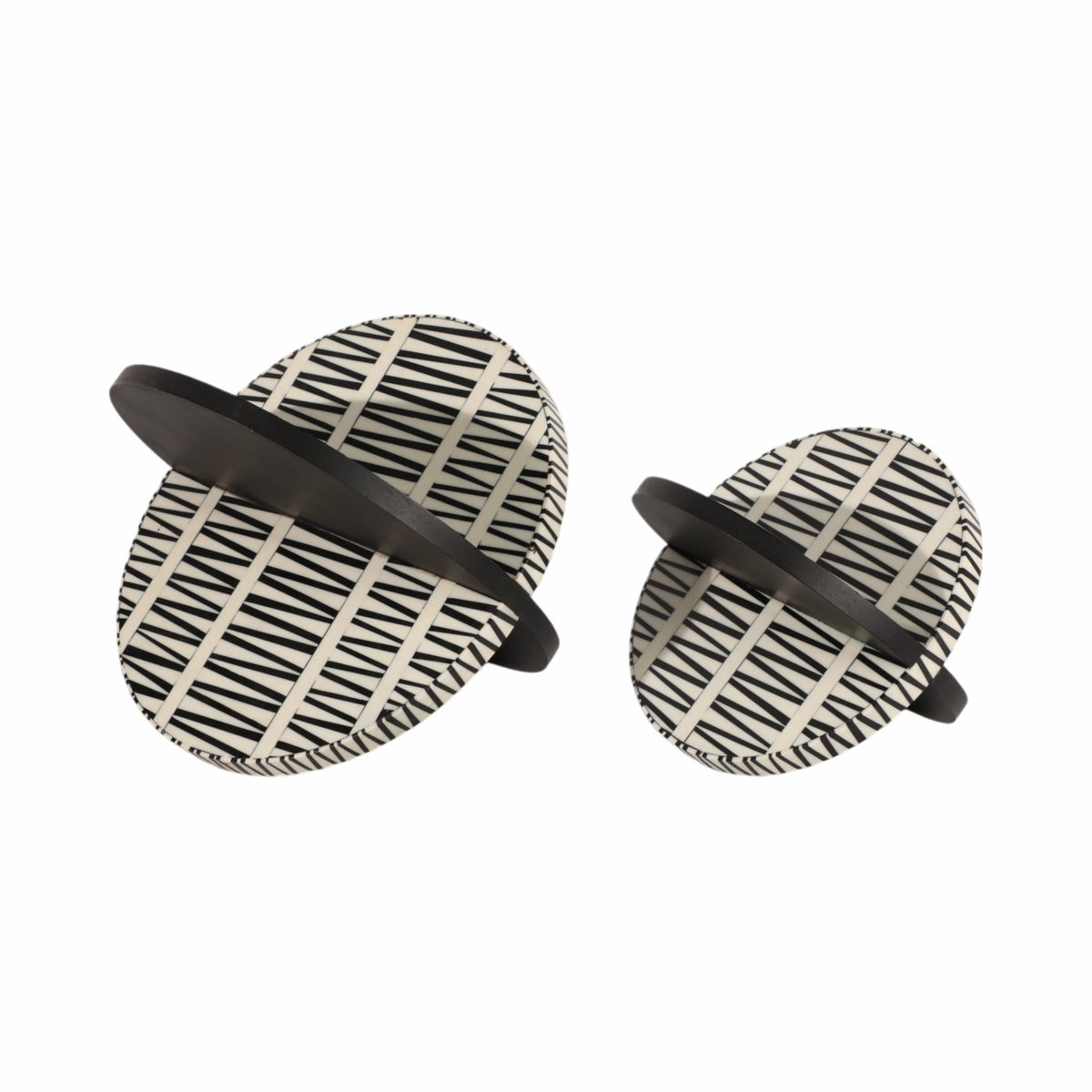 S/2 7/10" Gobiel Black & White Resin Orbs Table Decors| Sagebrook Home