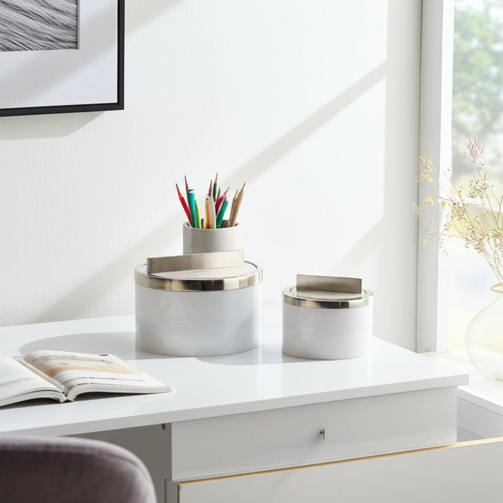 S/2 7/5" COLCHESTER WOOD AND MICA RESIN BOXES Table Decors| Sagebrook Home