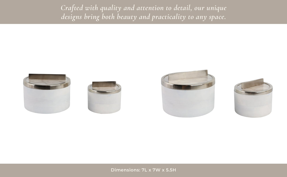 S/2 7/5" COLCHESTER WOOD AND MICA RESIN BOXES Table Decors| Sagebrook Home