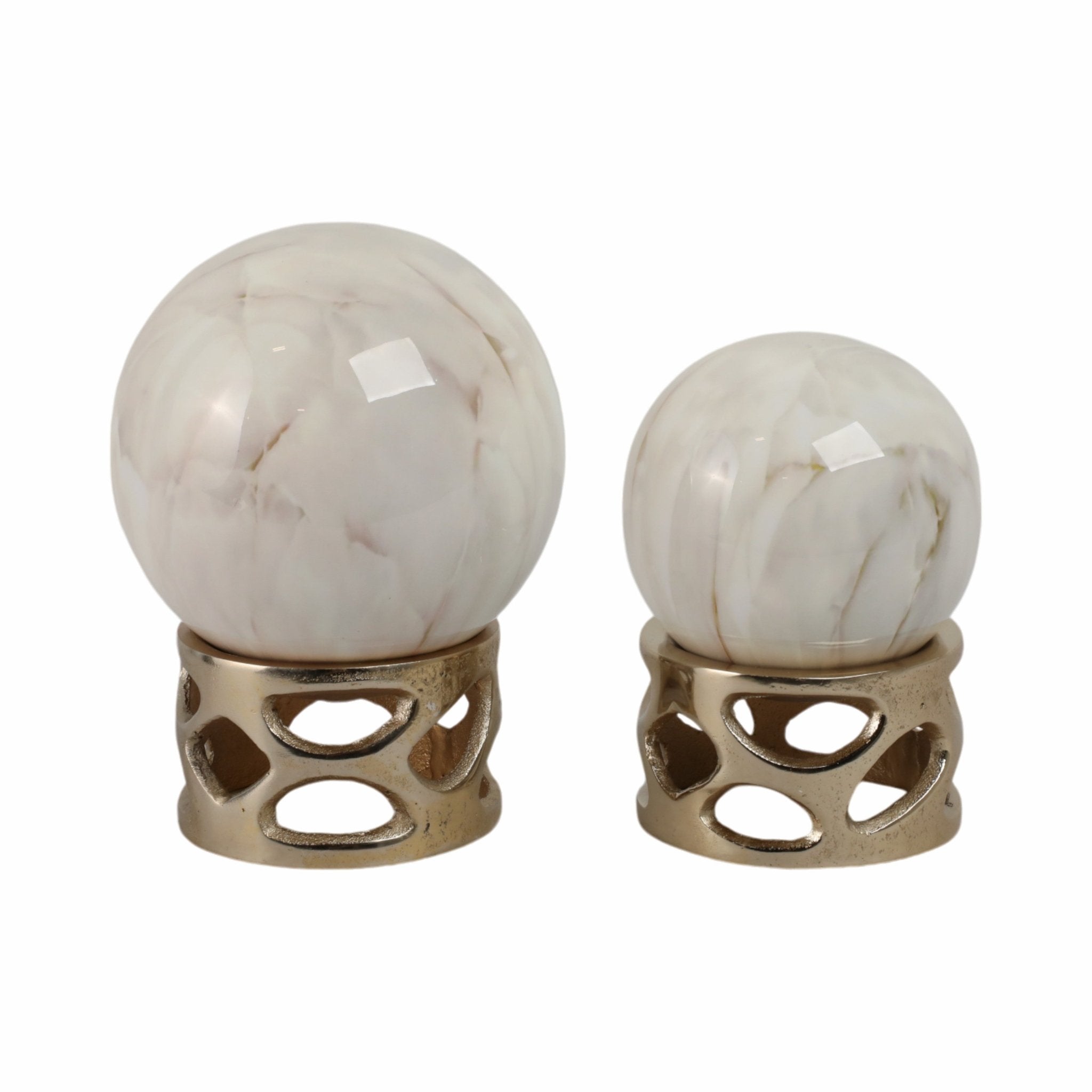 S/2 7/8" ANOKA WHITE MARBLE SPHERE STATUARY Table Decors| Sagebrook Home