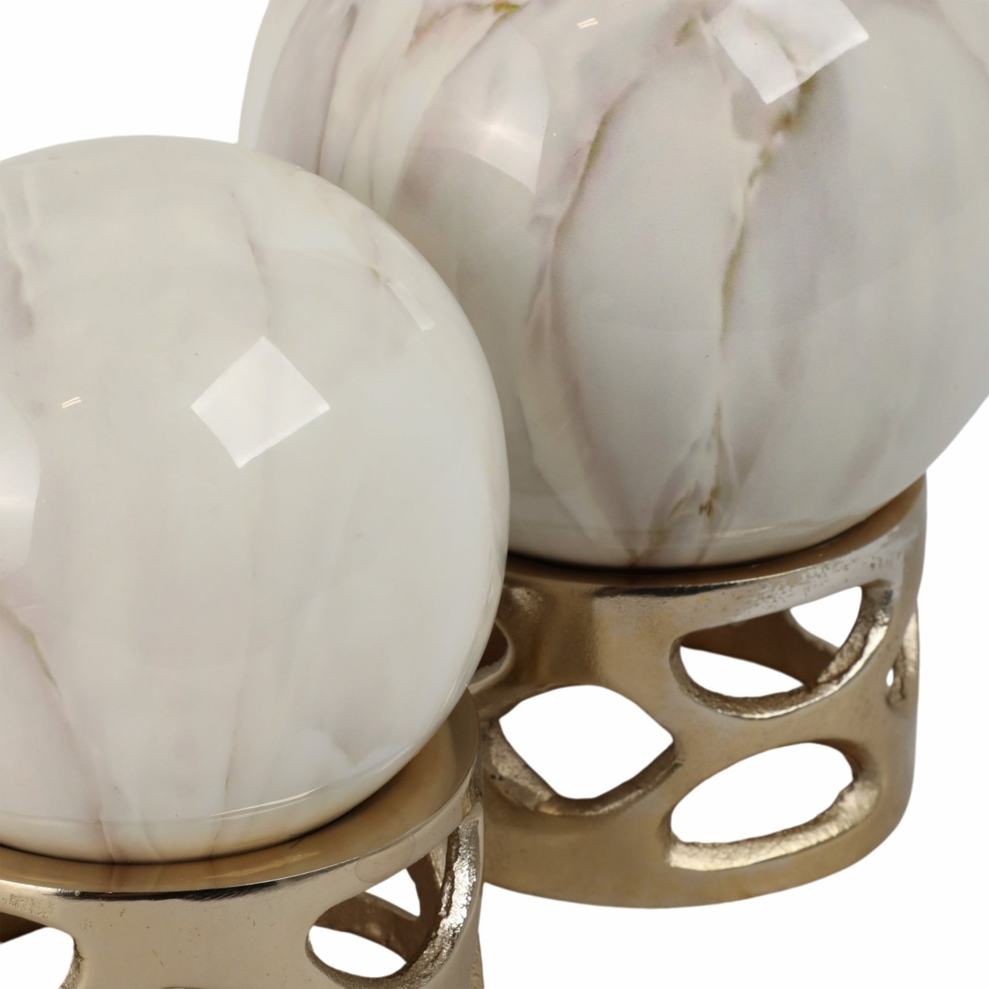 S/2 7/8" ANOKA WHITE MARBLE SPHERE STATUARY Table Decors| Sagebrook Home
