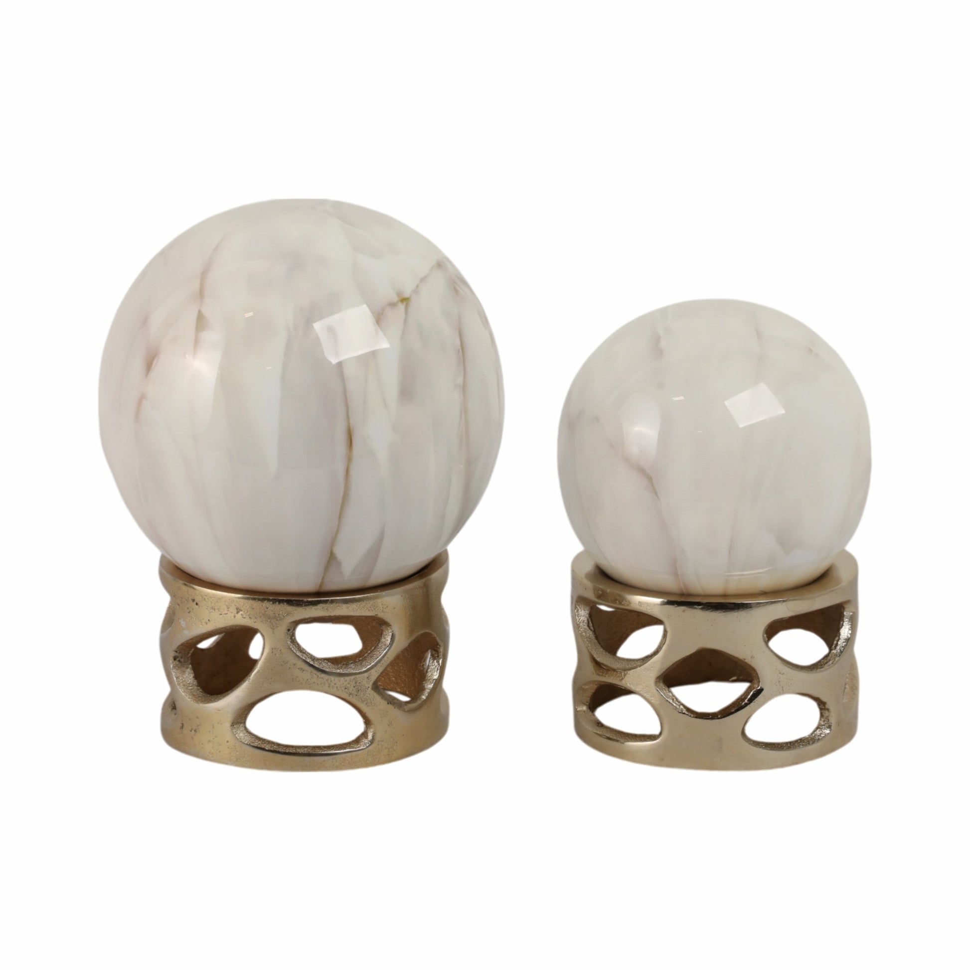S/2 7/8" ANOKA WHITE MARBLE SPHERE STATUARY Table Decors| Sagebrook Home