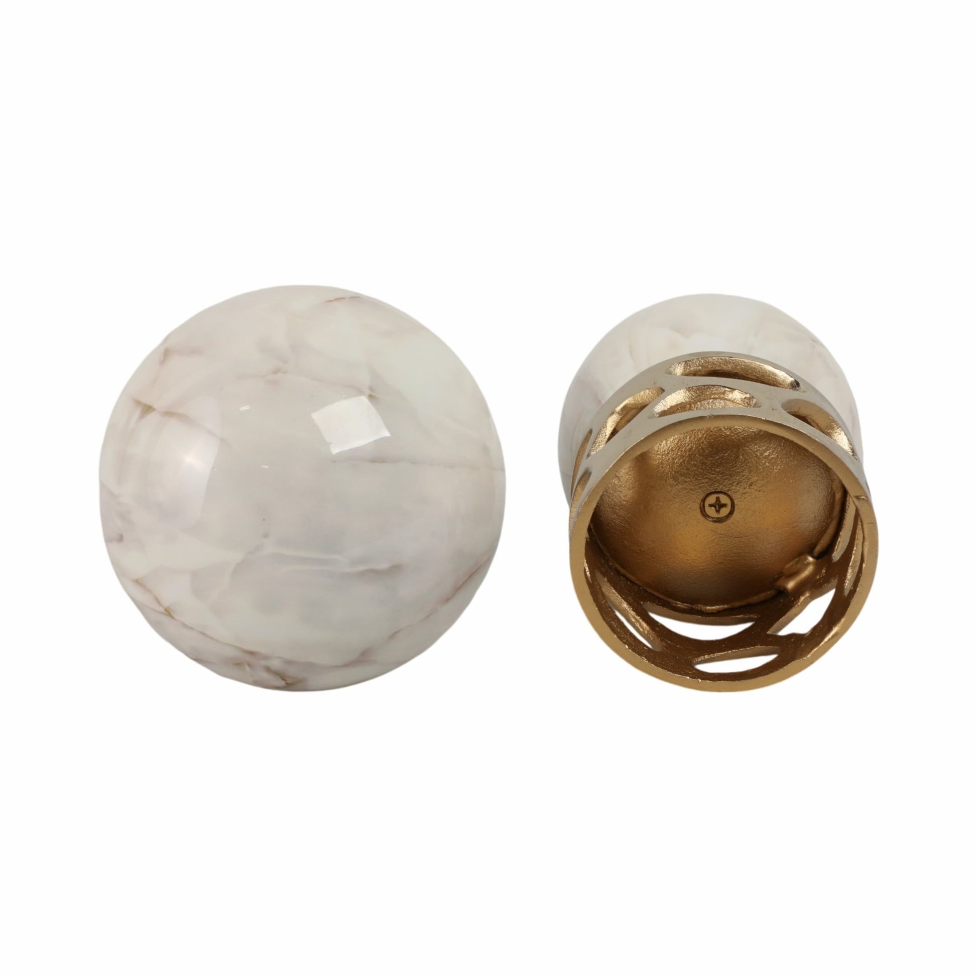 S/2 7/8" ANOKA WHITE MARBLE SPHERE STATUARY Table Decors| Sagebrook Home