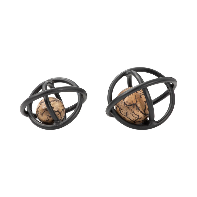 S/2 7/8" Solaro Bronze Metal Orbs - Al Rugaib Furniture