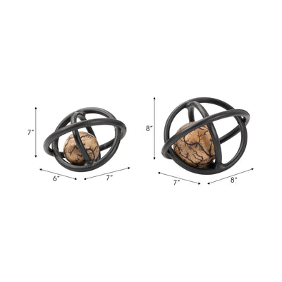 S/2 7/8" Solaro Bronze Metal Orbs - Al Rugaib Furniture