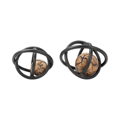 S/2 7/8" Solaro Bronze Metal Orbs - Al Rugaib Furniture