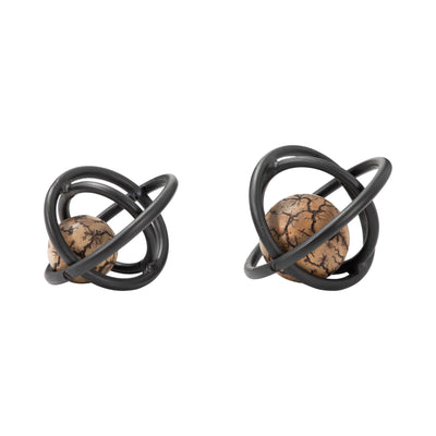 S/2 7/8" Solaro Bronze Metal Orbs - Al Rugaib Furniture