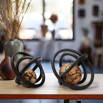 S/2 7/8" Solaro Bronze Metal Orbs - Al Rugaib Furniture