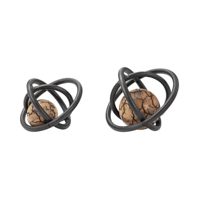S/2 7/8" Solaro Bronze Metal Orbs - Al Rugaib Furniture