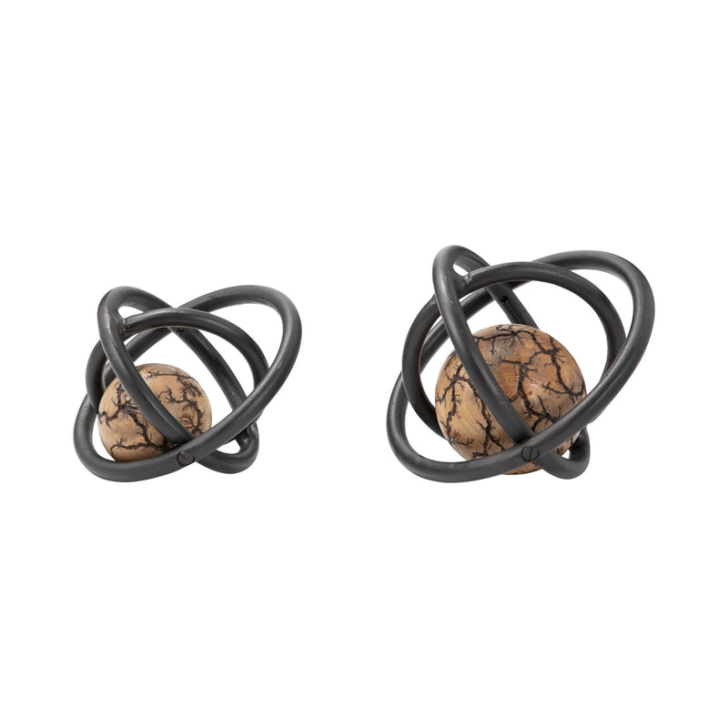 S/2 7/8" Solaro Bronze Metal Orbs - Al Rugaib Furniture