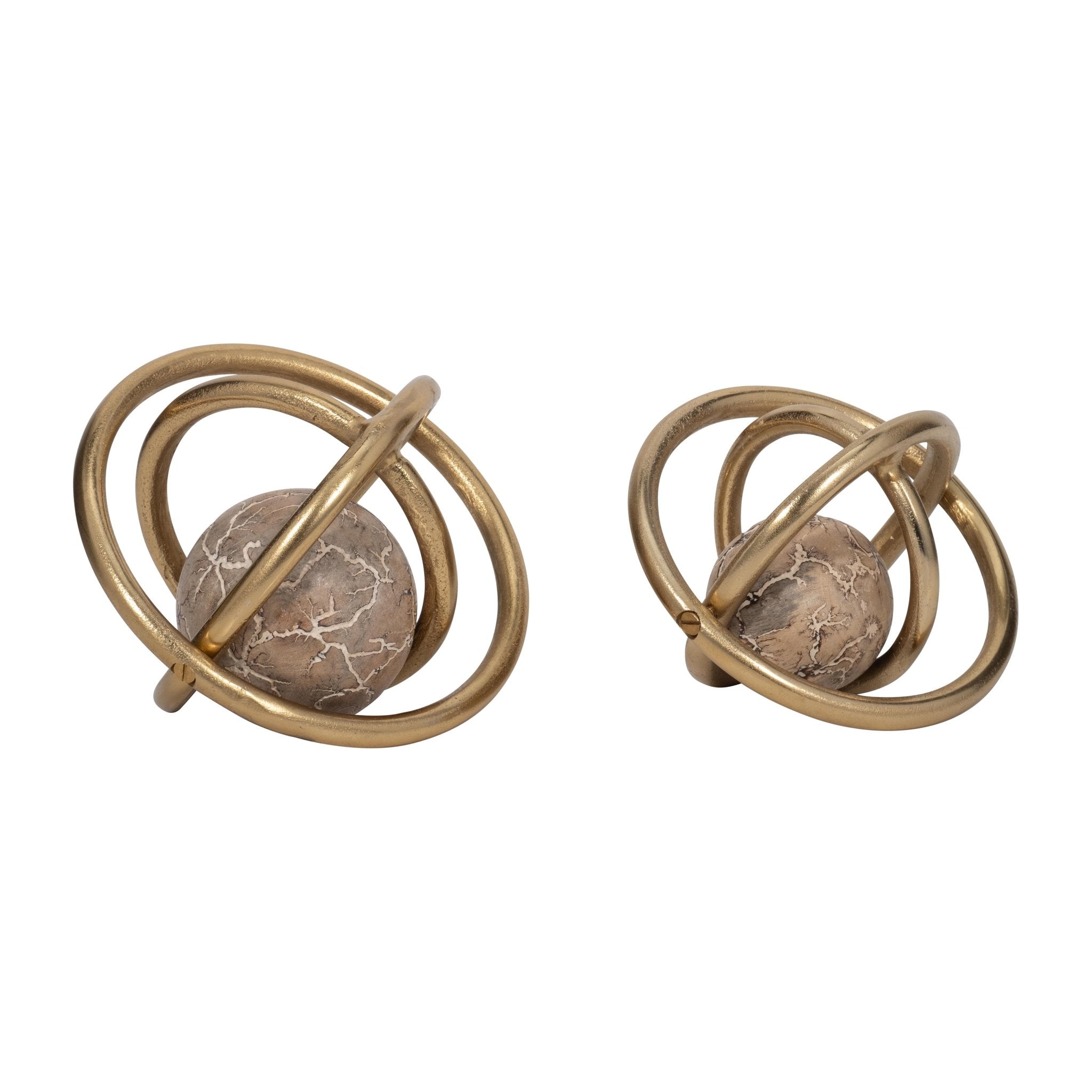S/2 7/8" Solaro Gold Metal Orbs Table Decors| Sagebrook Home