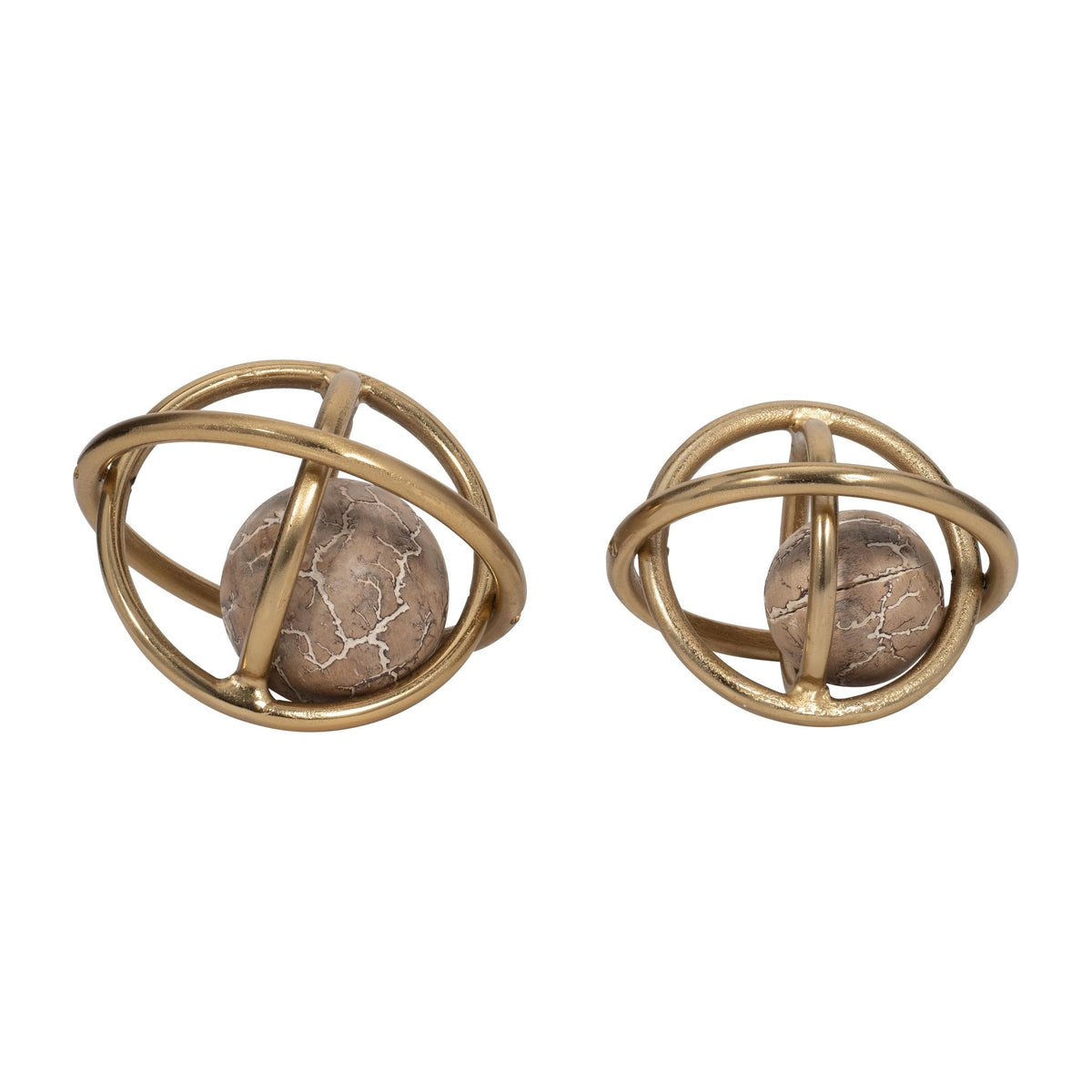 S/2 7/8" Solaro Gold Metal Orbs Table Decors| Sagebrook Home