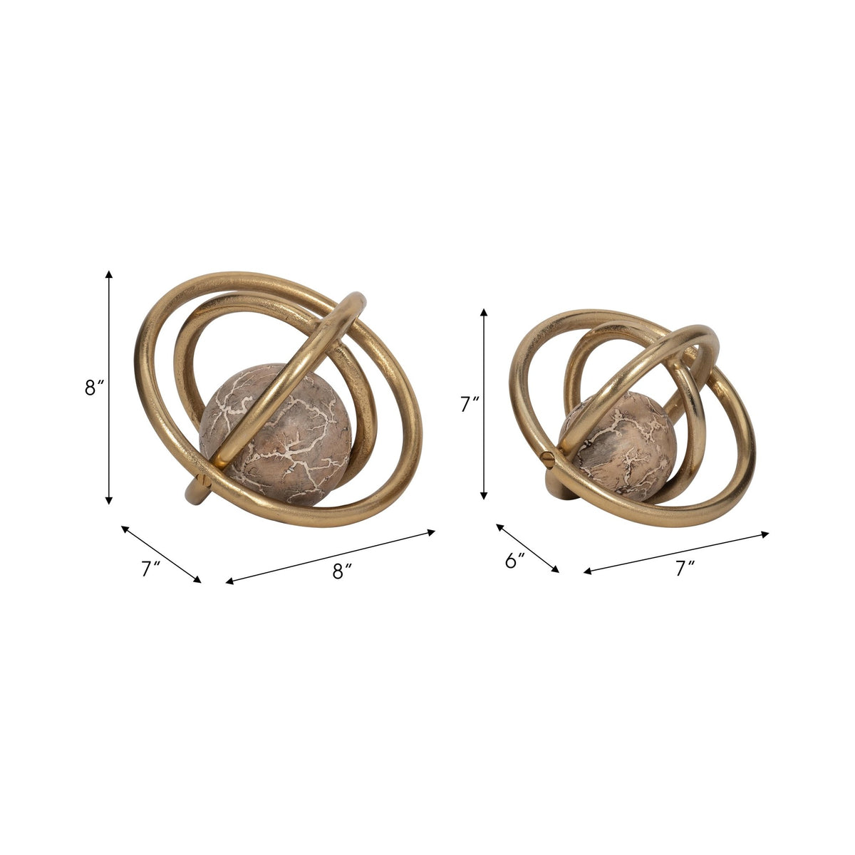 S/2 7/8" Solaro Gold Metal Orbs Table Decors| Sagebrook Home