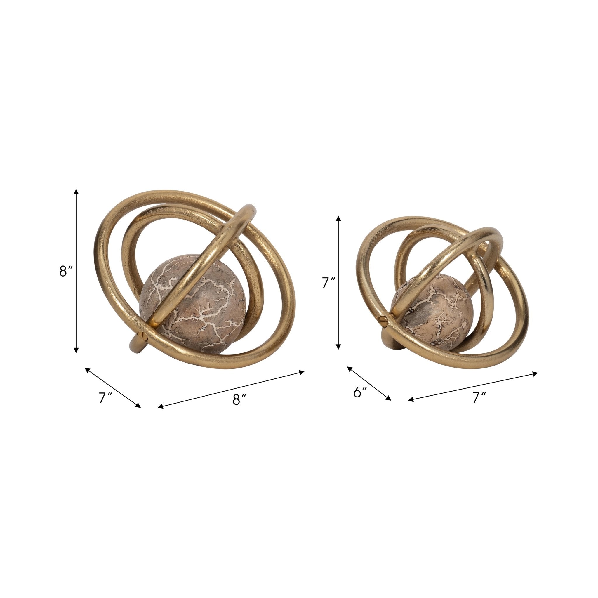 S/2 7/8" Solaro Gold Metal Orbs Table Decors| Sagebrook Home
