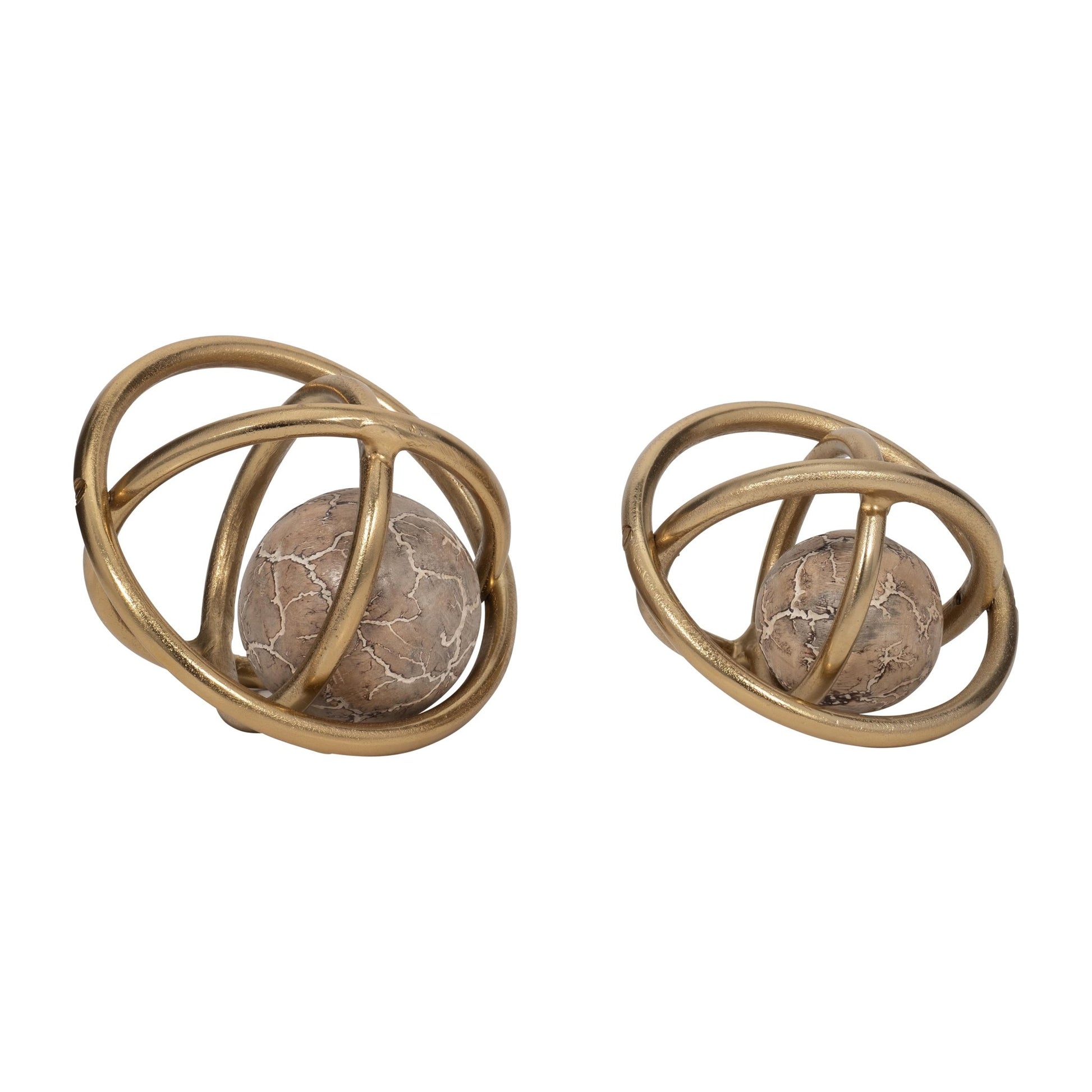 S/2 7/8" Solaro Gold Metal Orbs Table Decors| Sagebrook Home