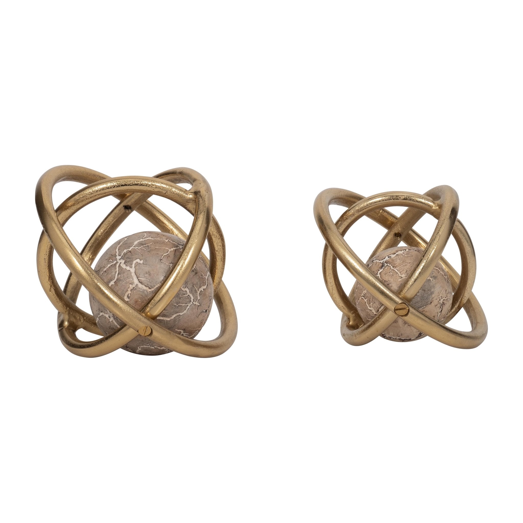 S/2 7/8" Solaro Gold Metal Orbs Table Decors| Sagebrook Home
