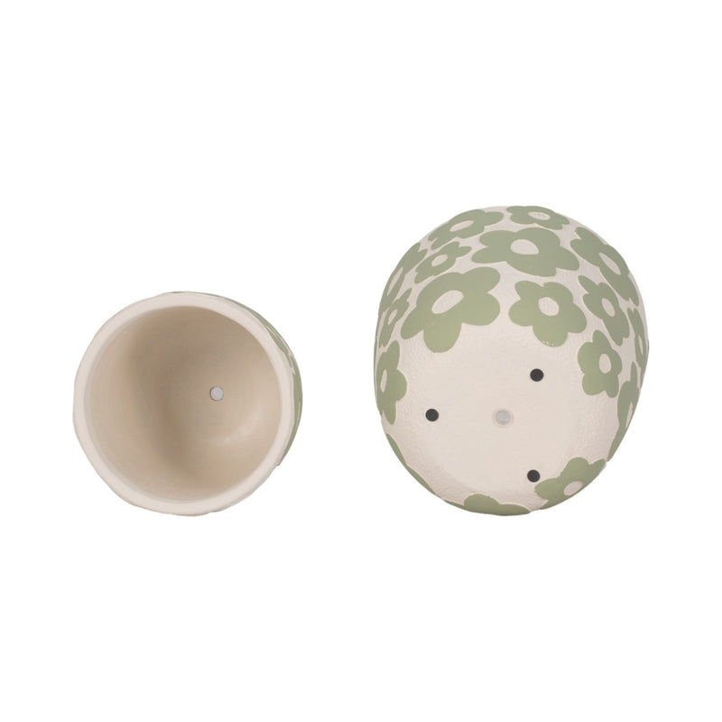 S/2 7/9" Flower Power Planters, Light Green - Al Rugaib Furniture