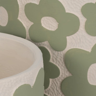 S/2 7/9" Flower Power Planters, Light Green - Al Rugaib Furniture