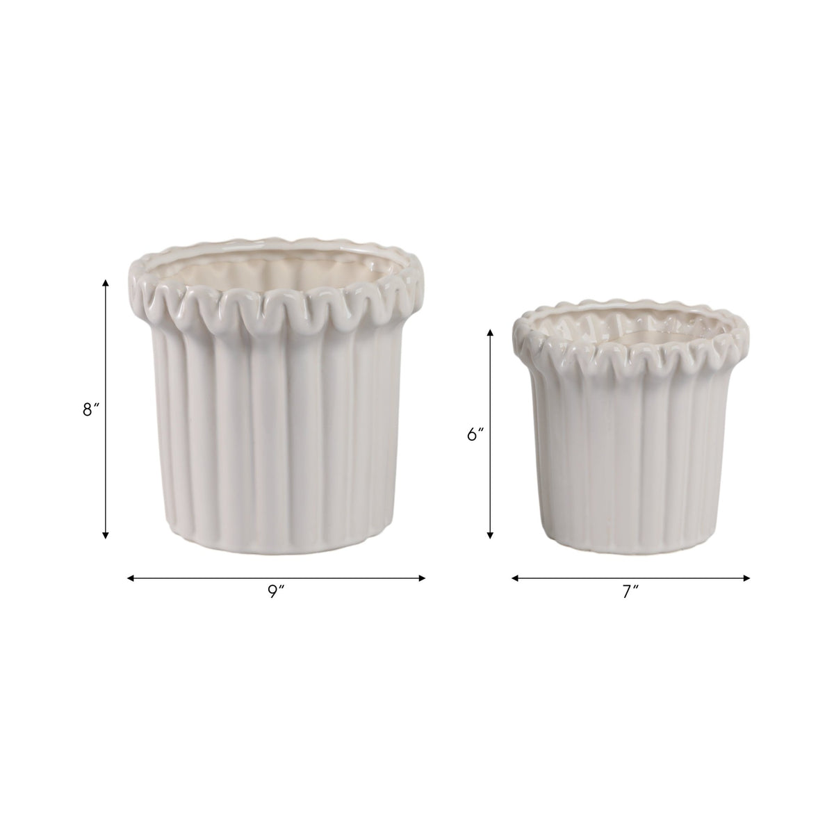 S/2 7/9" FLUTED PLANTERS, IVORY Planter| Sagebrook Home