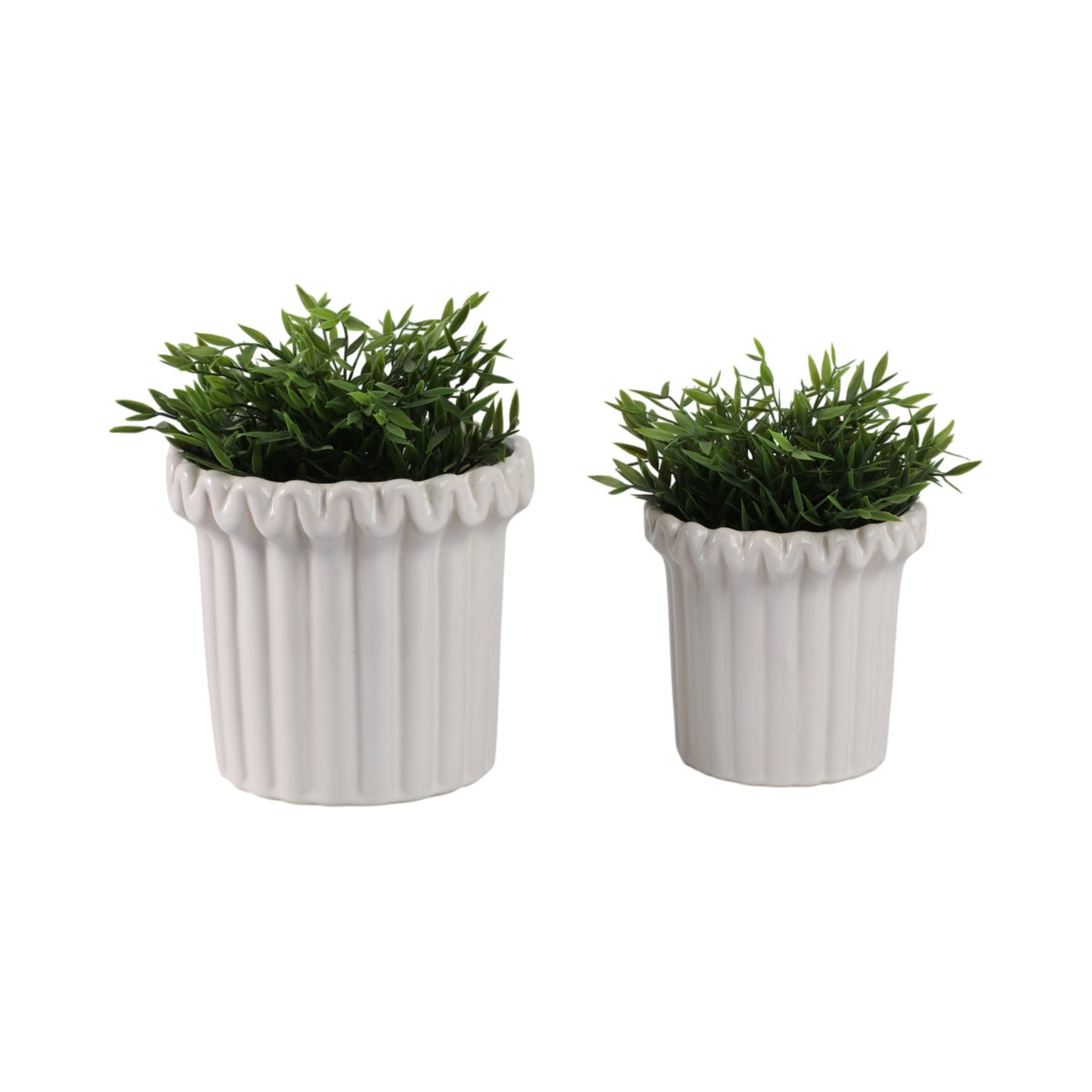 S/2 7/9" FLUTED PLANTERS, IVORY Planter| Sagebrook Home