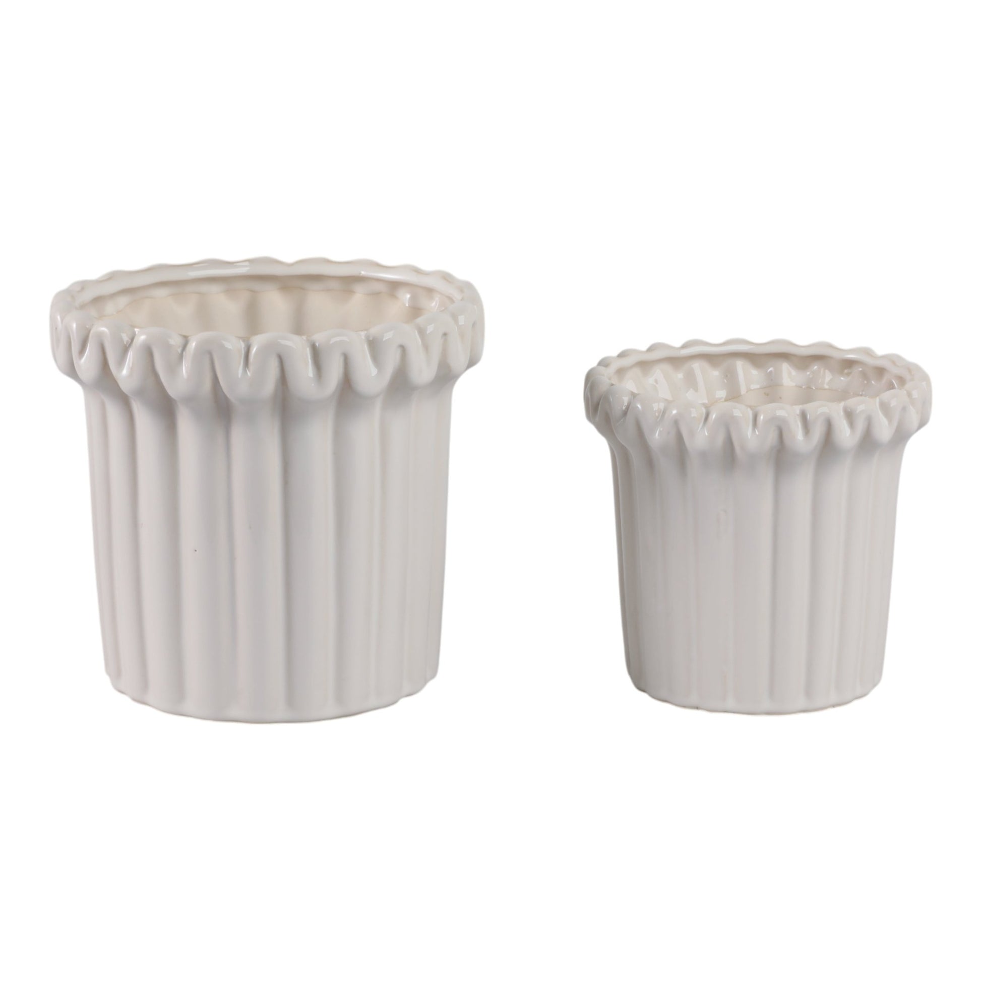 S/2 7/9" FLUTED PLANTERS, IVORY Planter| Sagebrook Home