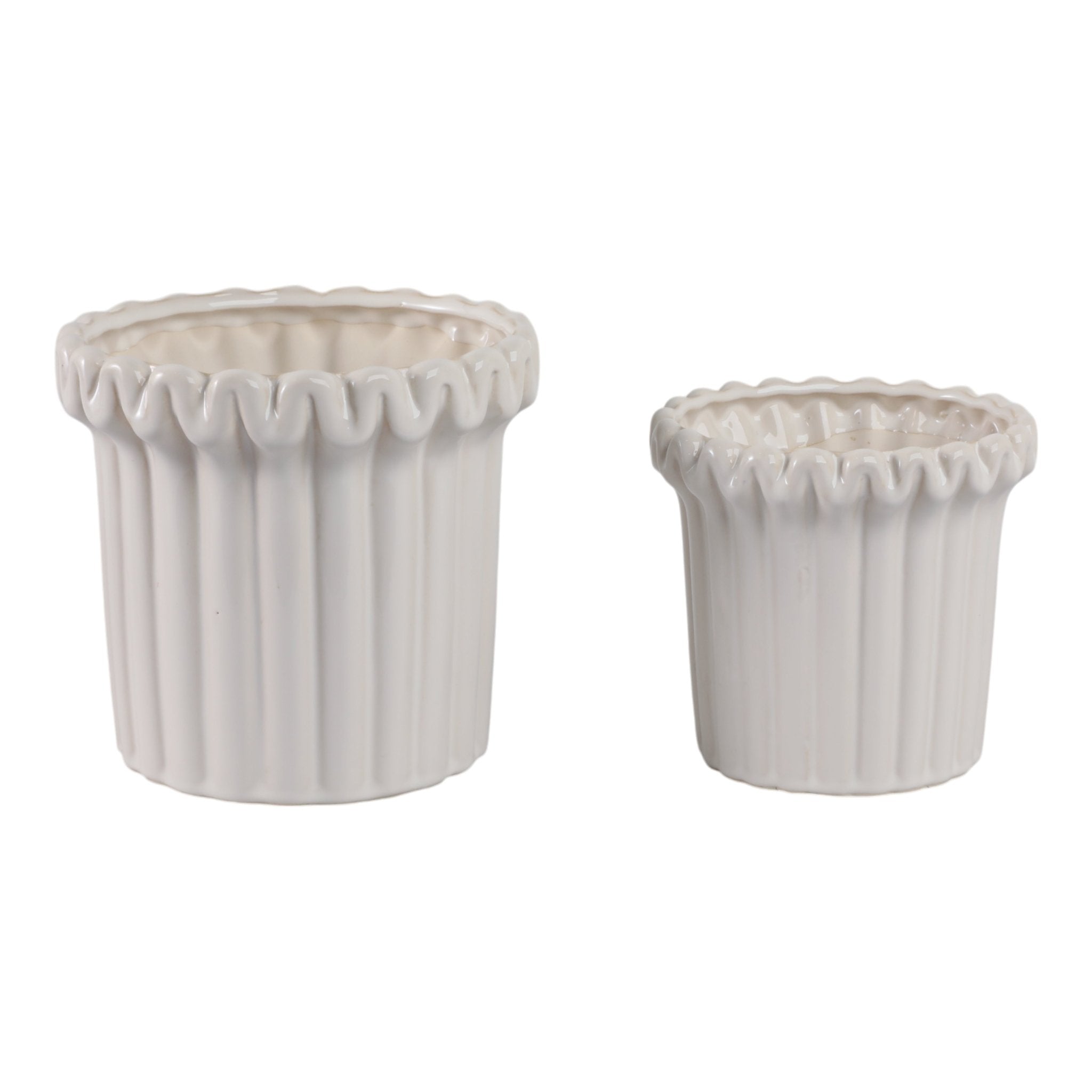 S/2 7/9" FLUTED PLANTERS, IVORY Planter| Sagebrook Home