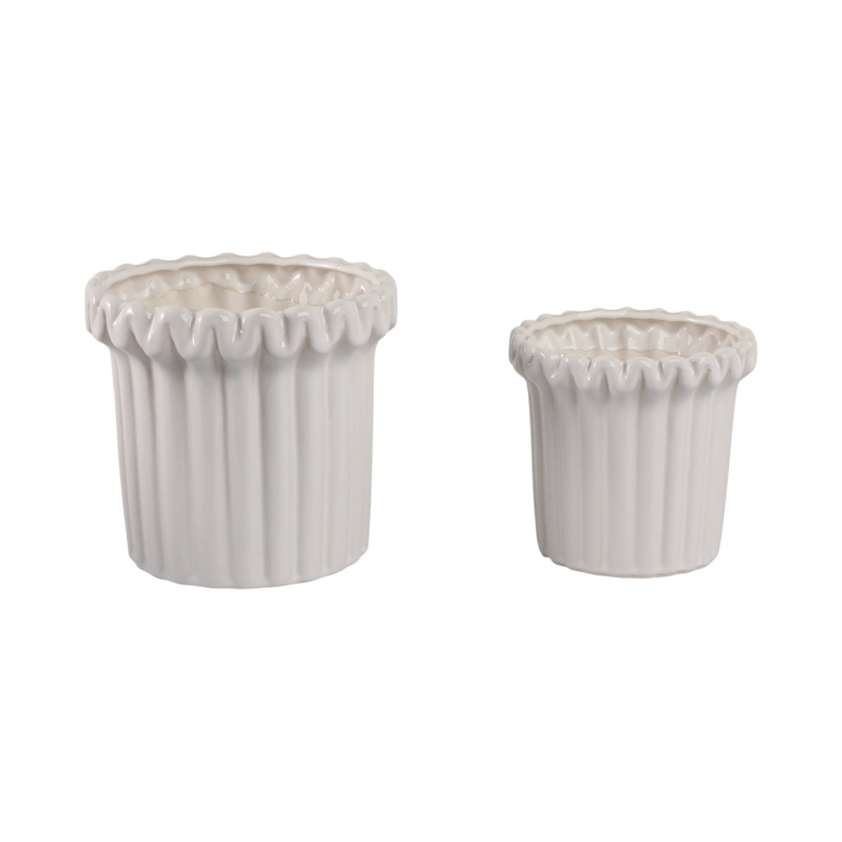 S/2 7/9" FLUTED PLANTERS, IVORY Planter| Sagebrook Home