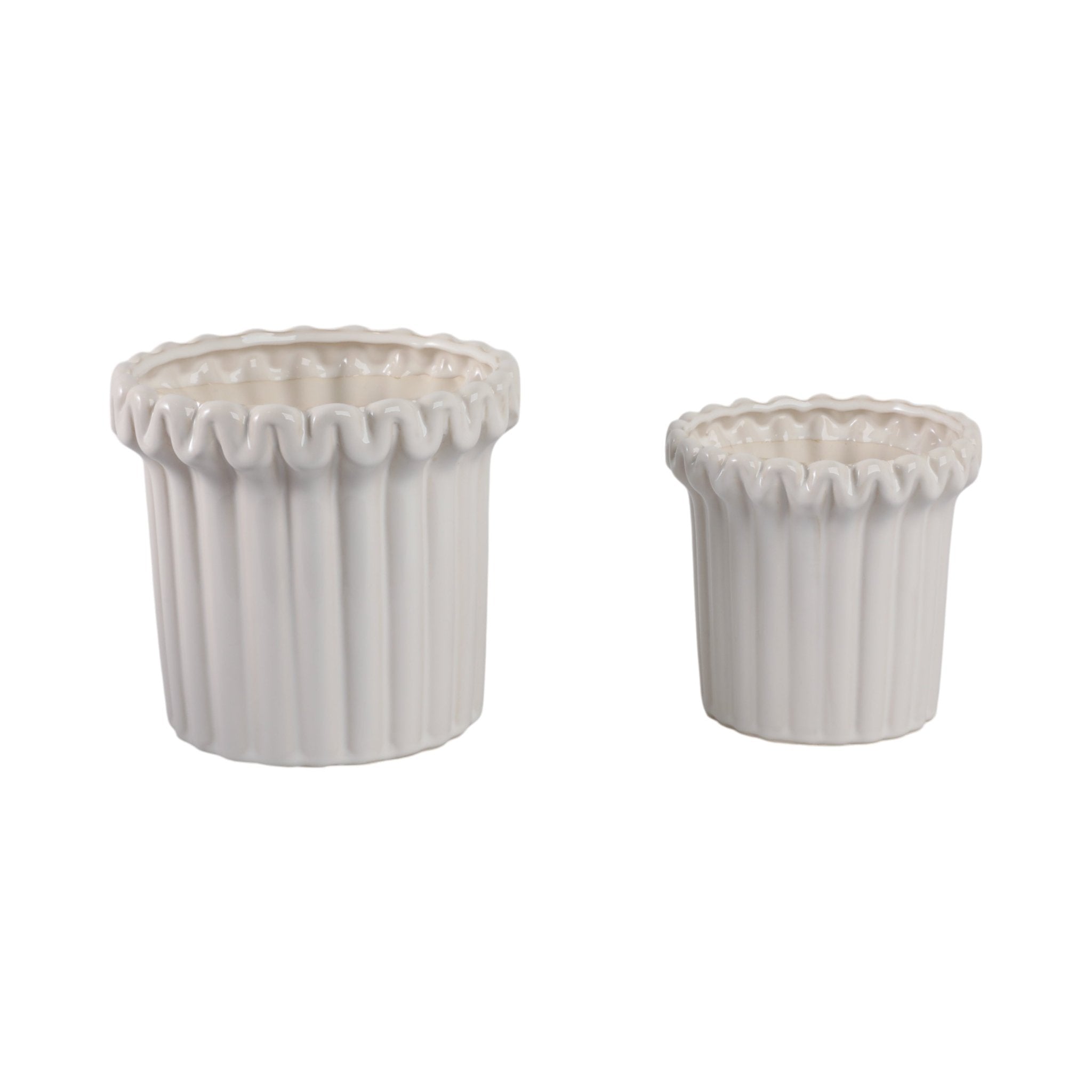 S/2 7/9" FLUTED PLANTERS, IVORY Planter| Sagebrook Home