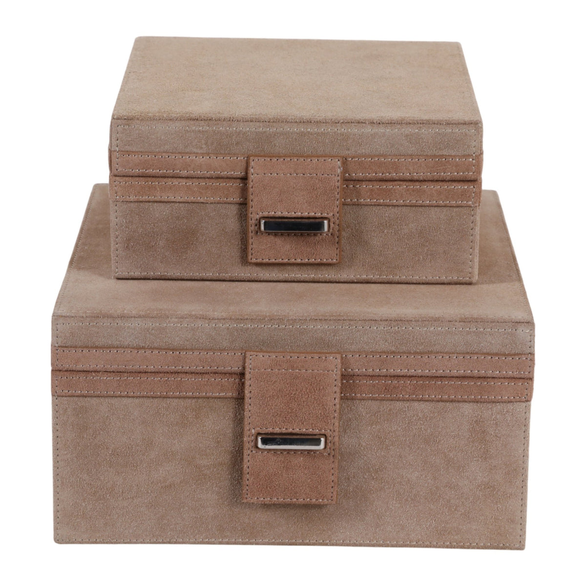 S/2 7/9" GILBOA TAN SUEDE BOXES Box| Sagebrook Home