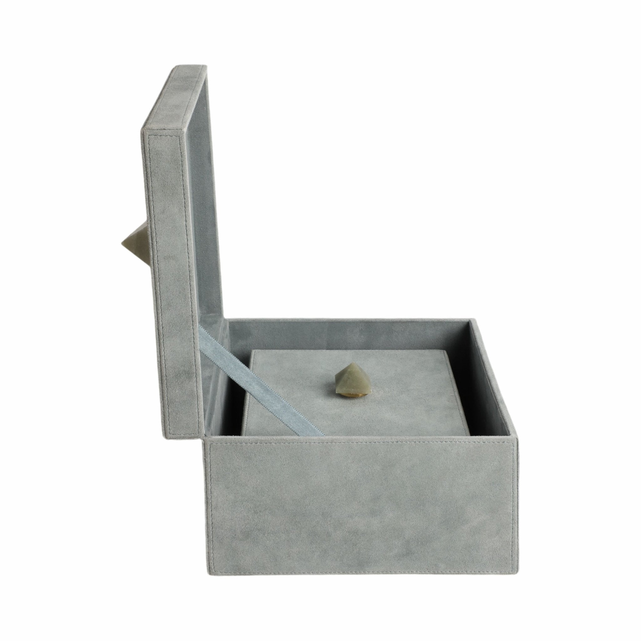 S/2 7/9" HARCOURT SUEDE BOXES W/STONE KNOB, BLUE | Sagebrook Home