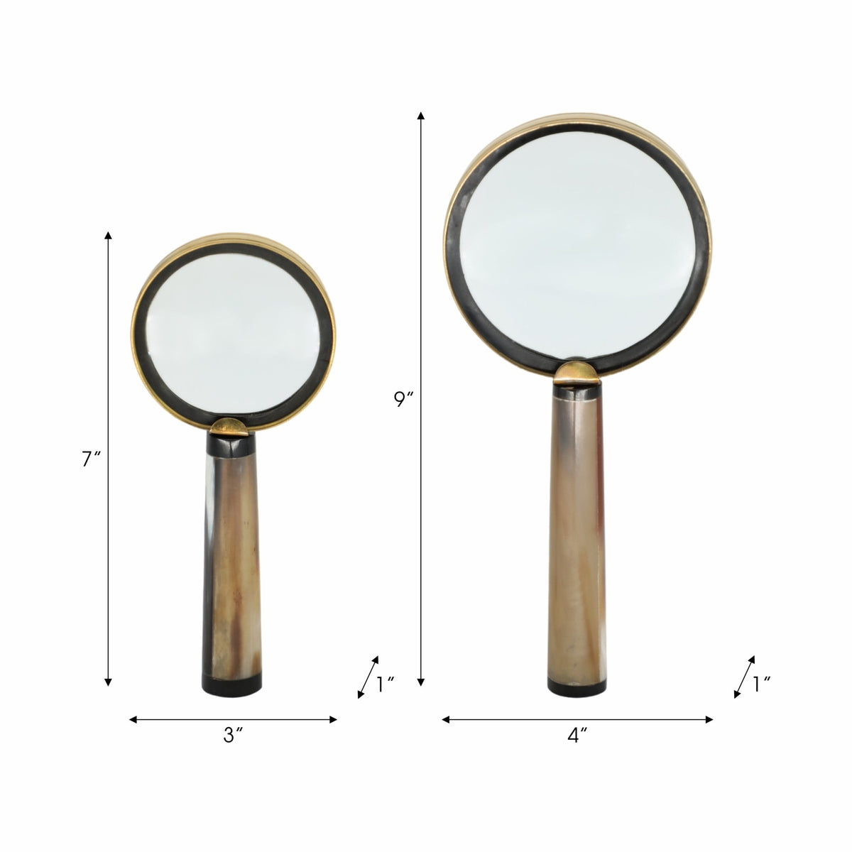 S/2 7/9" Nilay Horn Magnifying Glass, Gold Table Decors| Sagebrook Home