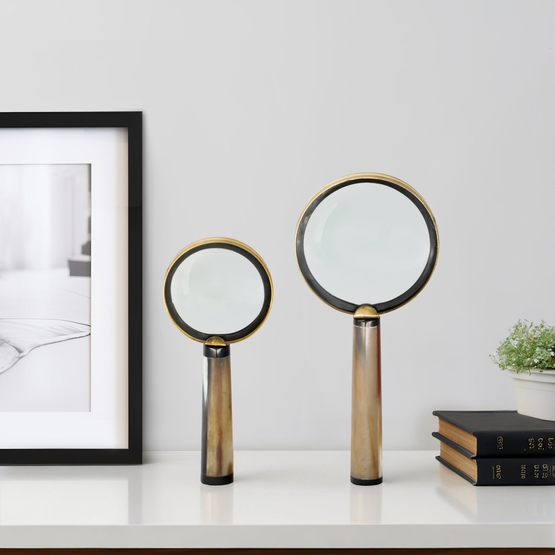 S/2 7/9" Nilay Horn Magnifying Glass, Gold Table Decors| Sagebrook Home
