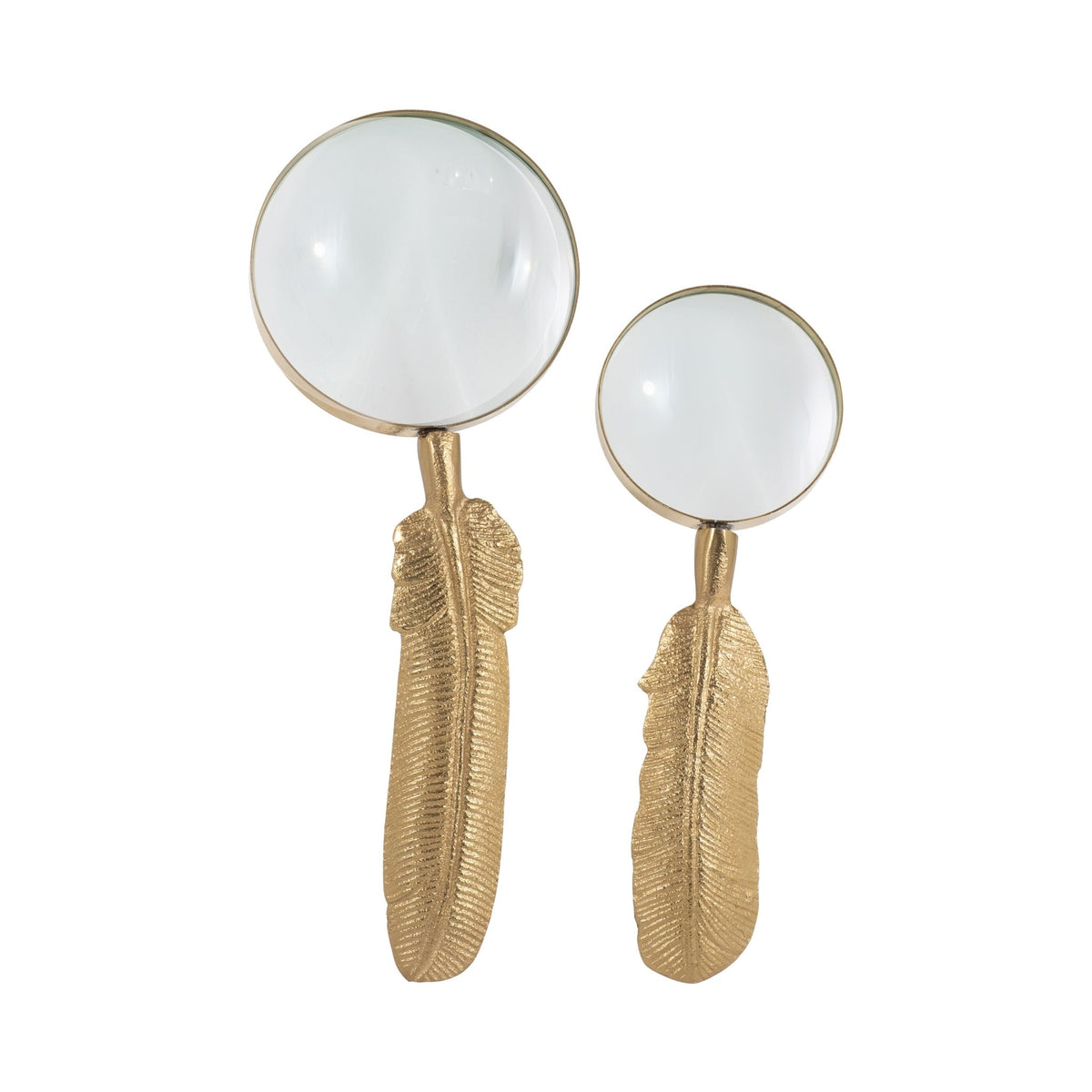 S/2 8/10" Buford Feather Magnifyers, Gold Table Decors| Sagebrook Home